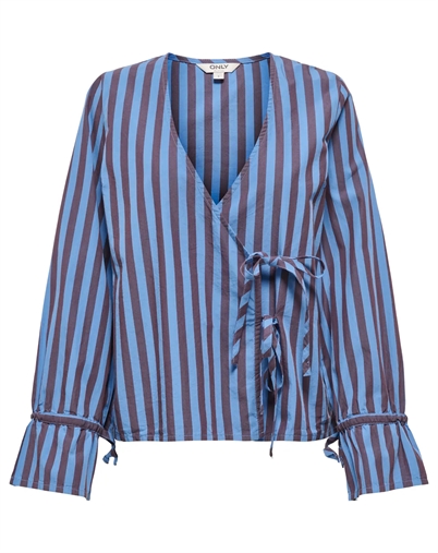 Only - ONLStivella Striped Tie Bluse - Blue Yonde